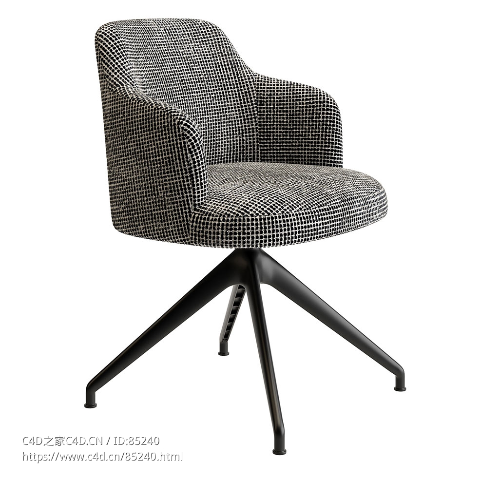 阿比旋转扶手椅转动座椅（Porada品牌）3D模型素材下载Abby Swivel Armchair by Porada