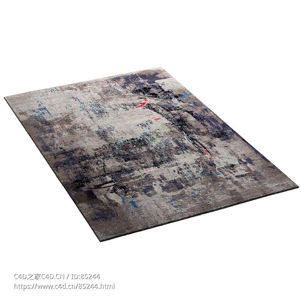 抽象1黑色地毯地面装饰（Thibault Van Renne品牌）3D模型素材下载Abstracts 1 Black R