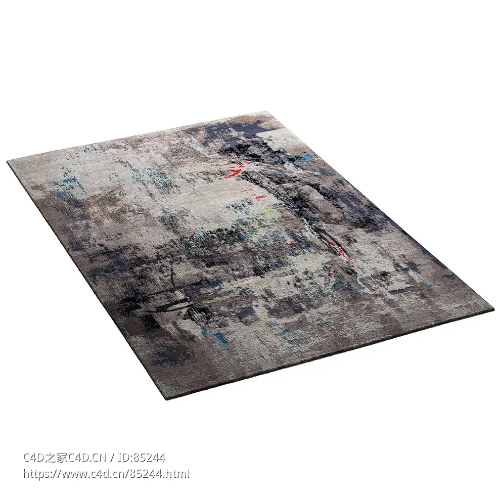 抽象1黑色地毯地面装饰（Thibault Van Renne品牌）3D模型素材下载Abstracts 1 Black R