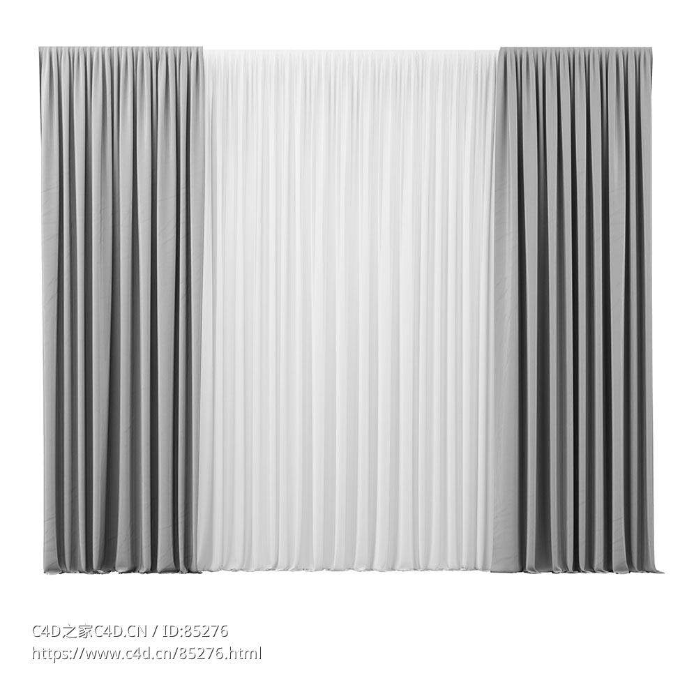 艾达灰色窗帘遮光窗帘（Nya Nordiska品牌）3D模型素材下载Aida Grey Curtain by Nya N