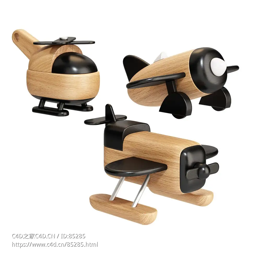 飞机木制玩具儿童玩具（S2Victor品牌）3D模型素材下载Aircraft Wooden Toys by S2Vict