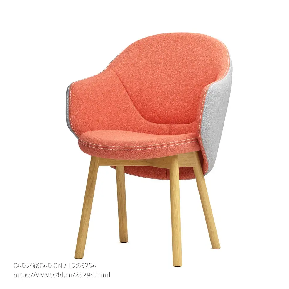 艾尔巴扶手椅休闲座椅（Ton品牌）3D模型素材下载Alba Armchair by Ton