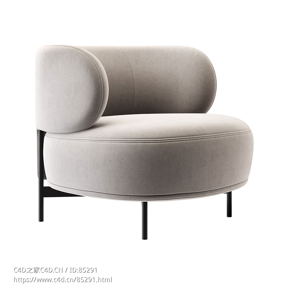 秋子休闲椅舒适座椅（Gallotti&Radice品牌）3D模型素材下载Akiko Lounge Chair by Gal