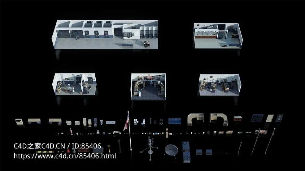 7套现代警察局完整场景模型包 内含审讯室/办公室/档案室等完整内饰Kitbash3D – Police Dept - C4D之家 - ECP_WEB_SET_GALLERY_02_1780x.jpg