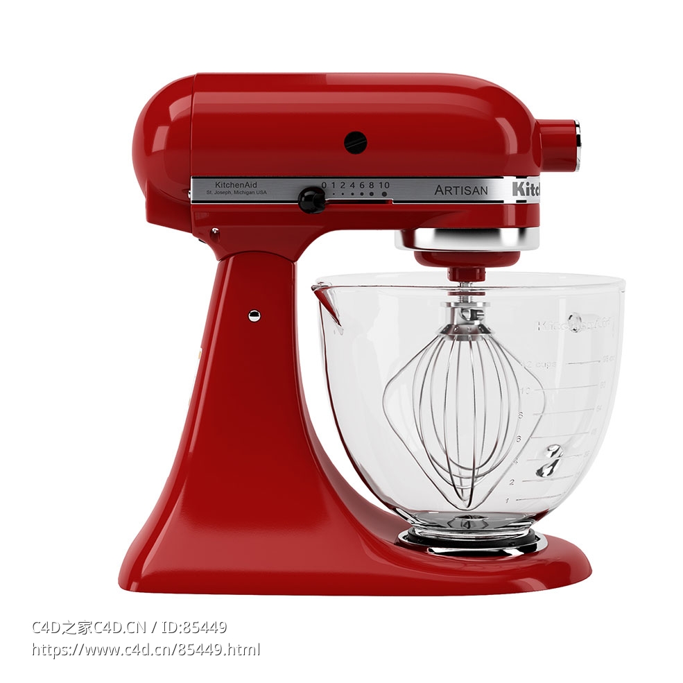 4.8升专业厨师机厨房电器3D模型素材下载Artisan Stand Mixer 4.8 L by KitchenAid
