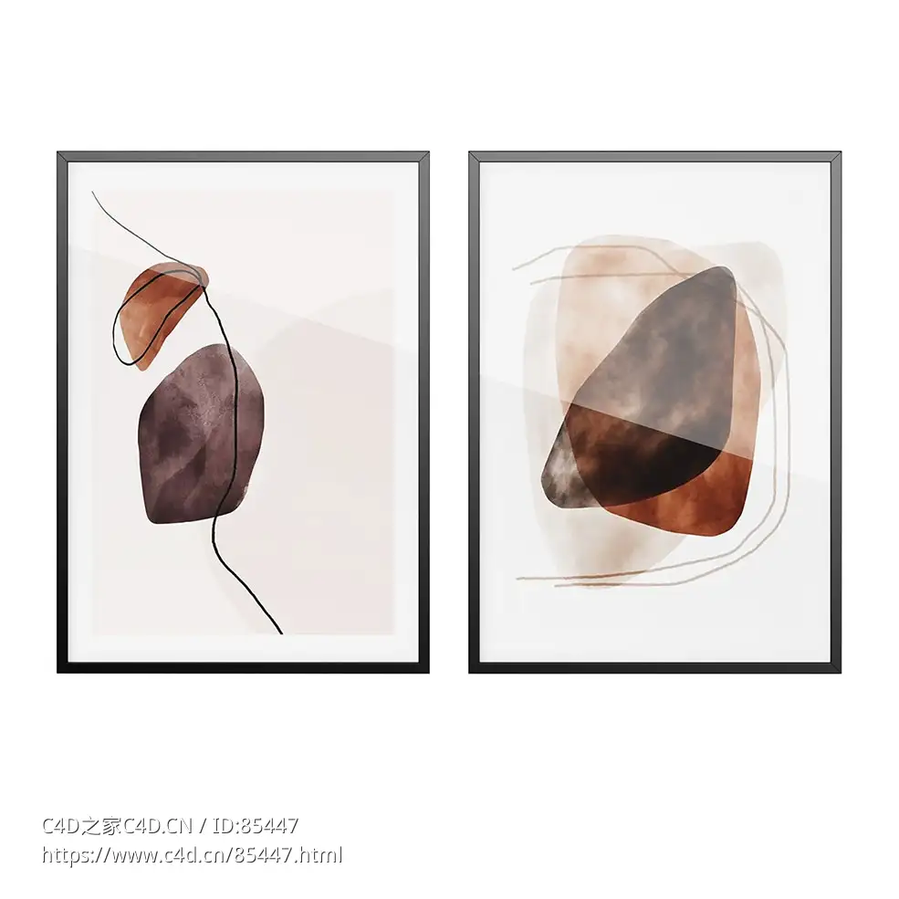 水彩形状艺术海报装饰画3D模型素材下载Art Prints Water Color Shapes Poster by Dese