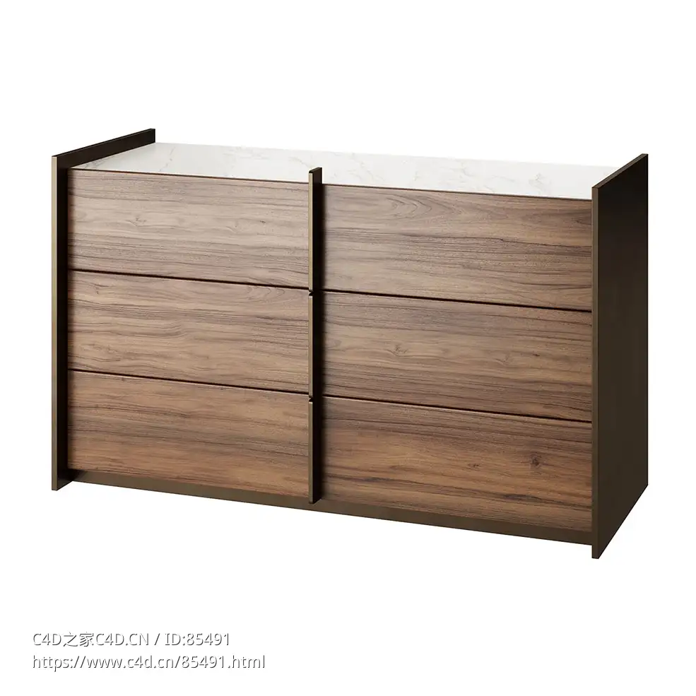 奥雷奥抽屉柜博纳多品牌储物柜3D模型素材下载Aureo Drawer Chest by Bonaldo