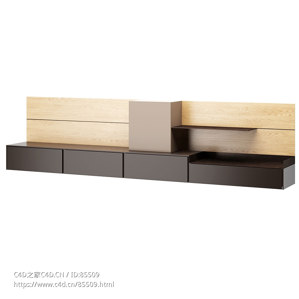 大道380L电视柜MD House品牌电视柜3D模型素材下载Avenue TV Stand 380 L by MD House