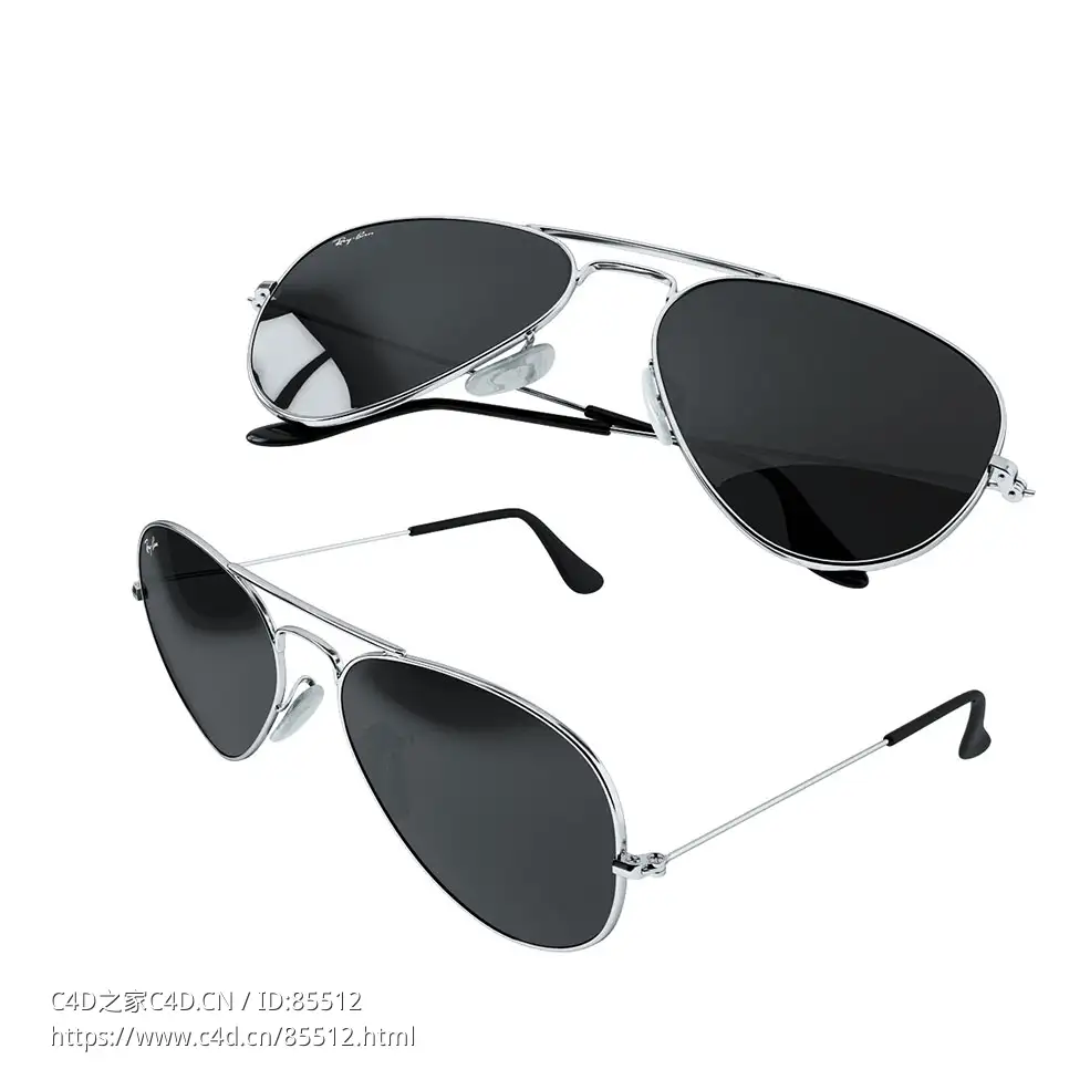 飞行员太阳镜雷朋品牌眼镜3D模型素材下载Aviator Sunglasses by RayBan