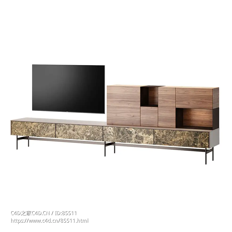 大道360L立式电视柜MD House品牌电视柜3D模型素材下载Avenue TV Stand with Legs 360