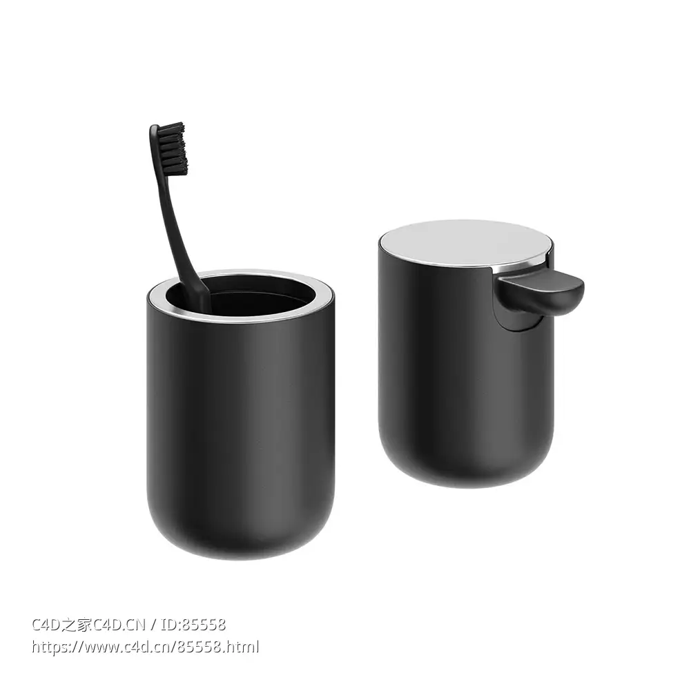 浴室皂液器牙刷架Menu品牌卫浴3D模型素材下载Bath Soap Pump Toothbrush Holder by Me