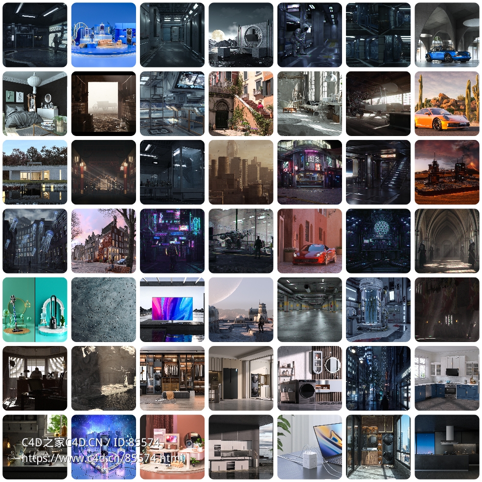 【204套C4D工程】超大容量250G科幻未来太空朋克场景合集/OC渲染/写实动画工程 - C4D之家 - photo-collage(2).jpg