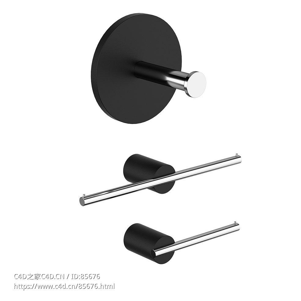 德科沃特黑石系列卷纸器卫生纸收纳架3D模型素材下载Black Stone Toilet Paper Holder