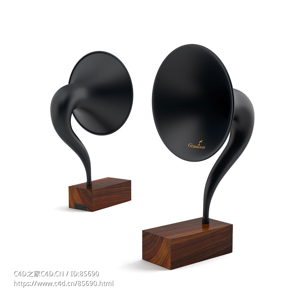 蓝牙复古留声机音响设备3D模型素材下载Bluetooth Gramophone by Gramovox