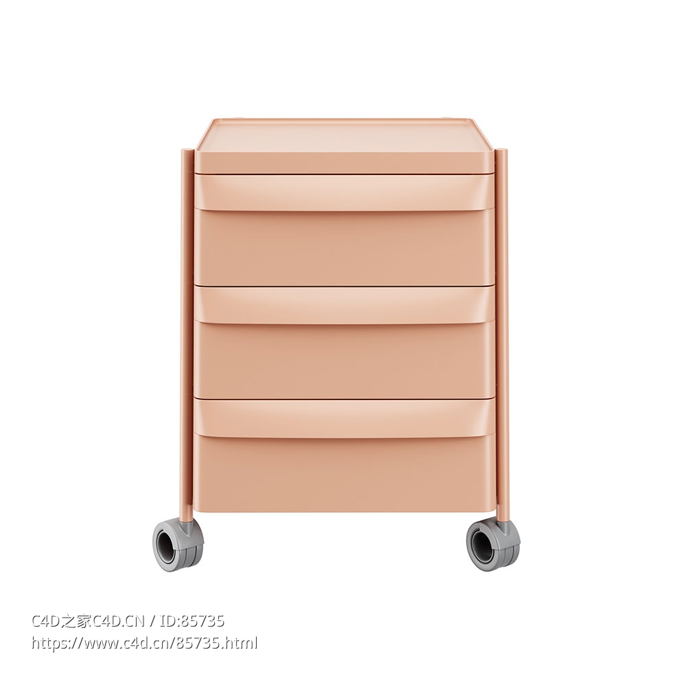 佩德拉利三抽中型办公抽屉柜办公收纳3D模型素材下载Boxie Office Drawer Unit BXM 3C