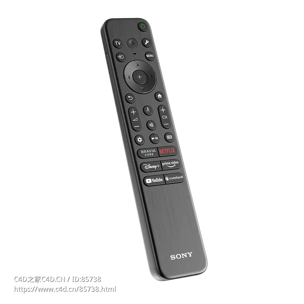 索尼电视遥控器2024款电视配件3D模型素材下载Bravia Tv Remote Control 2024