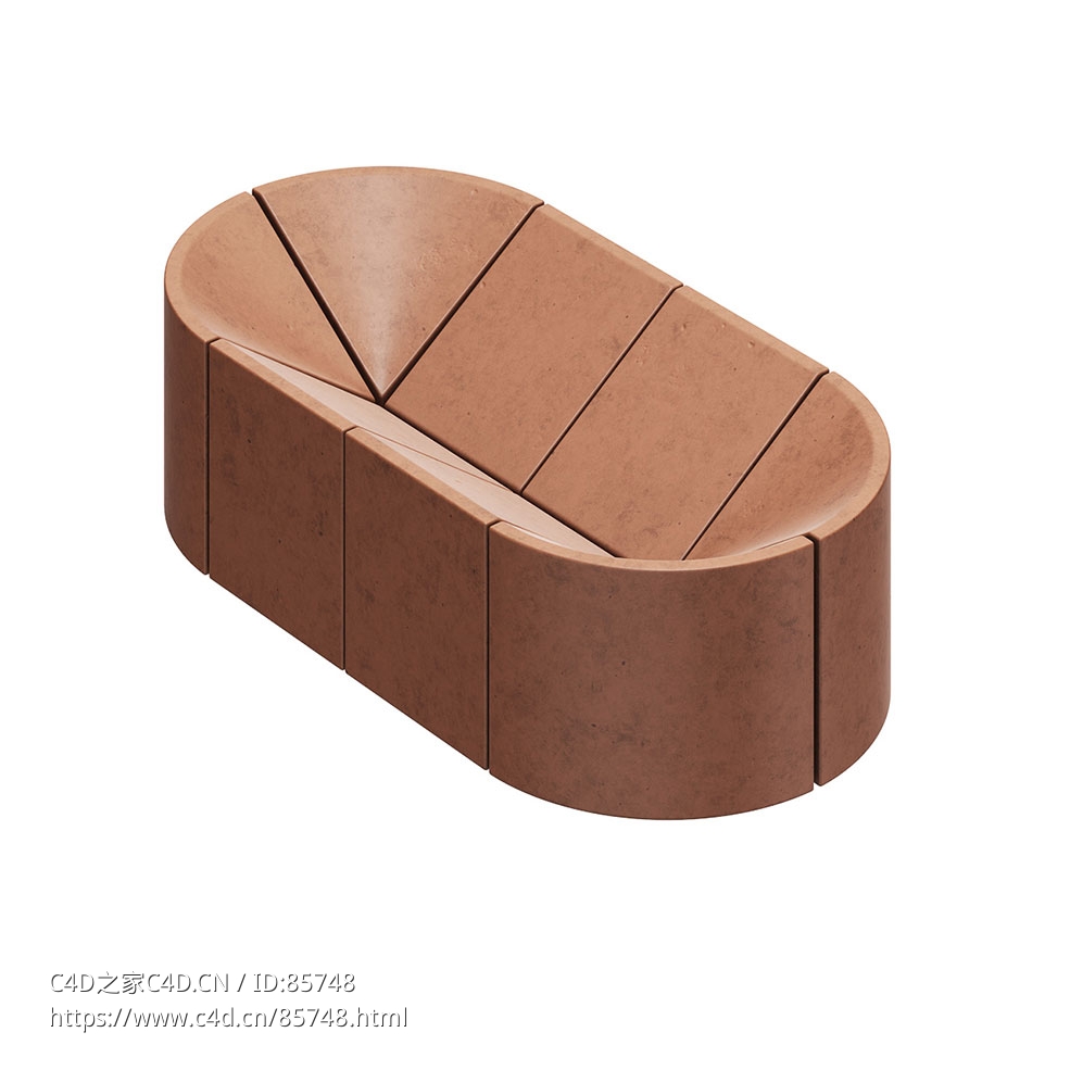 原创制造粗犷椭圆碗状雕塑艺术摆件3D模型素材下载Brut Oval Bowl Sculpture by Origin