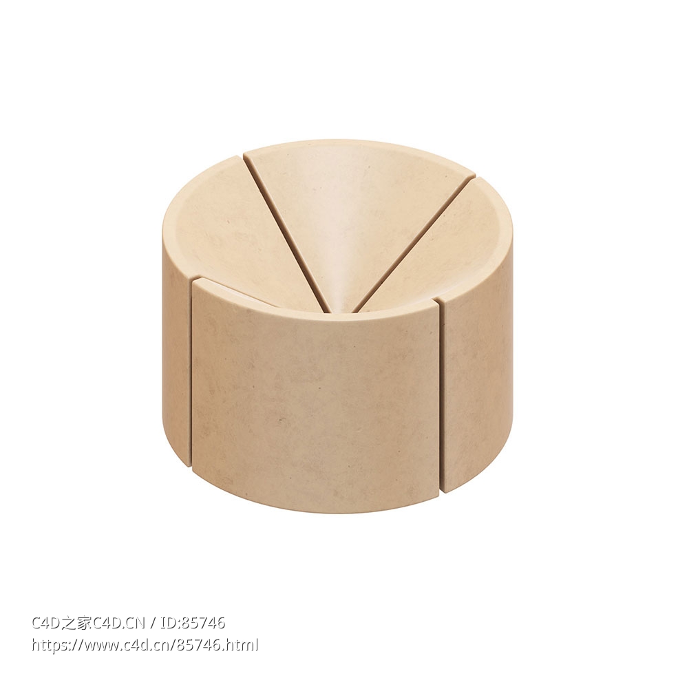 原创制造粗犷圆形碗状雕塑艺术摆件3D模型素材下载Brut Circle Bowl Sculpture by Orig