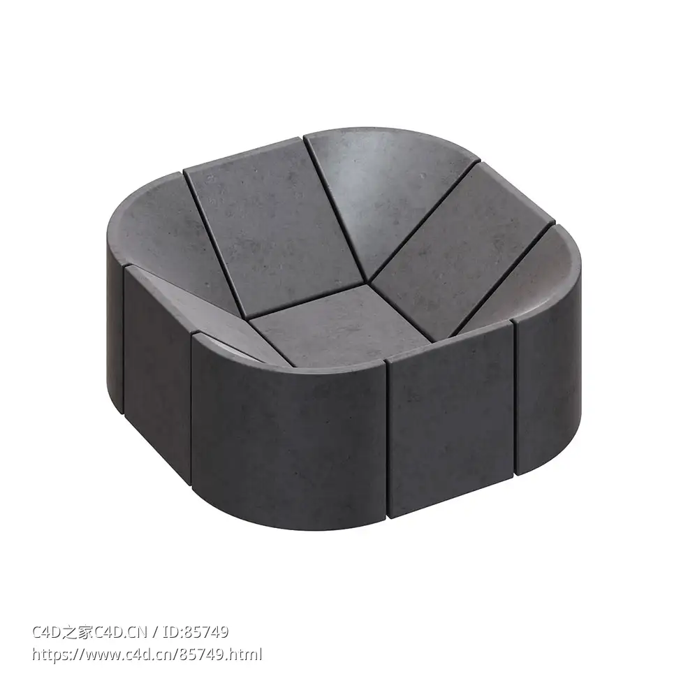 原创制造粗犷方形碗状雕塑艺术摆件3D模型素材下载Brut Soft Square Bowl Sculpture by