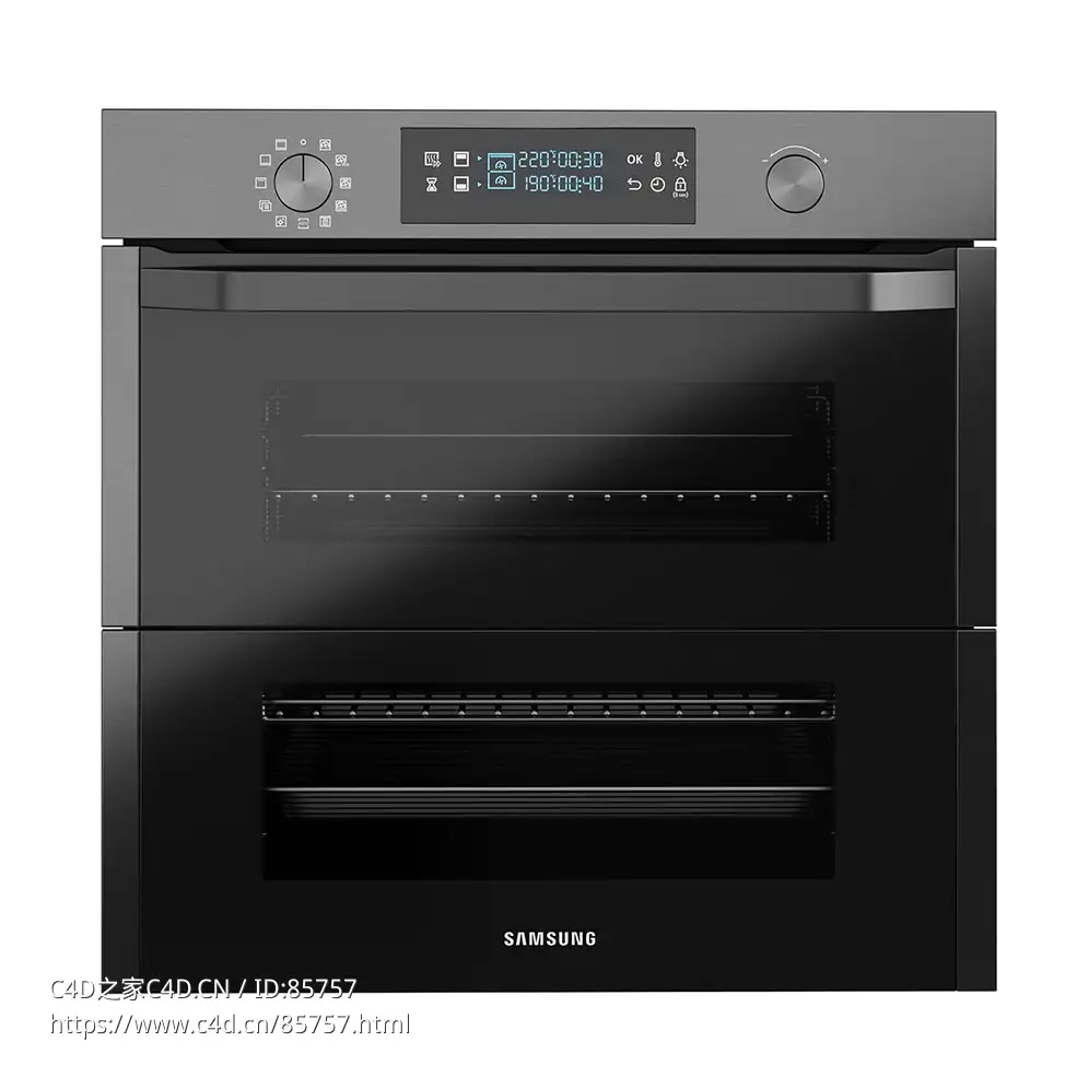 三星75升黑色灵活双烤嵌入式烤箱厨房电器3D模型素材下载Built-in Oven With Dual Cook - C4D之家 - 0583.jpg