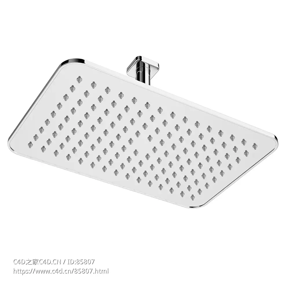 劳芬222x342毫米方形嵌入式花洒3D模型素材下载Ceiling Square Rain Shower Head 222 x