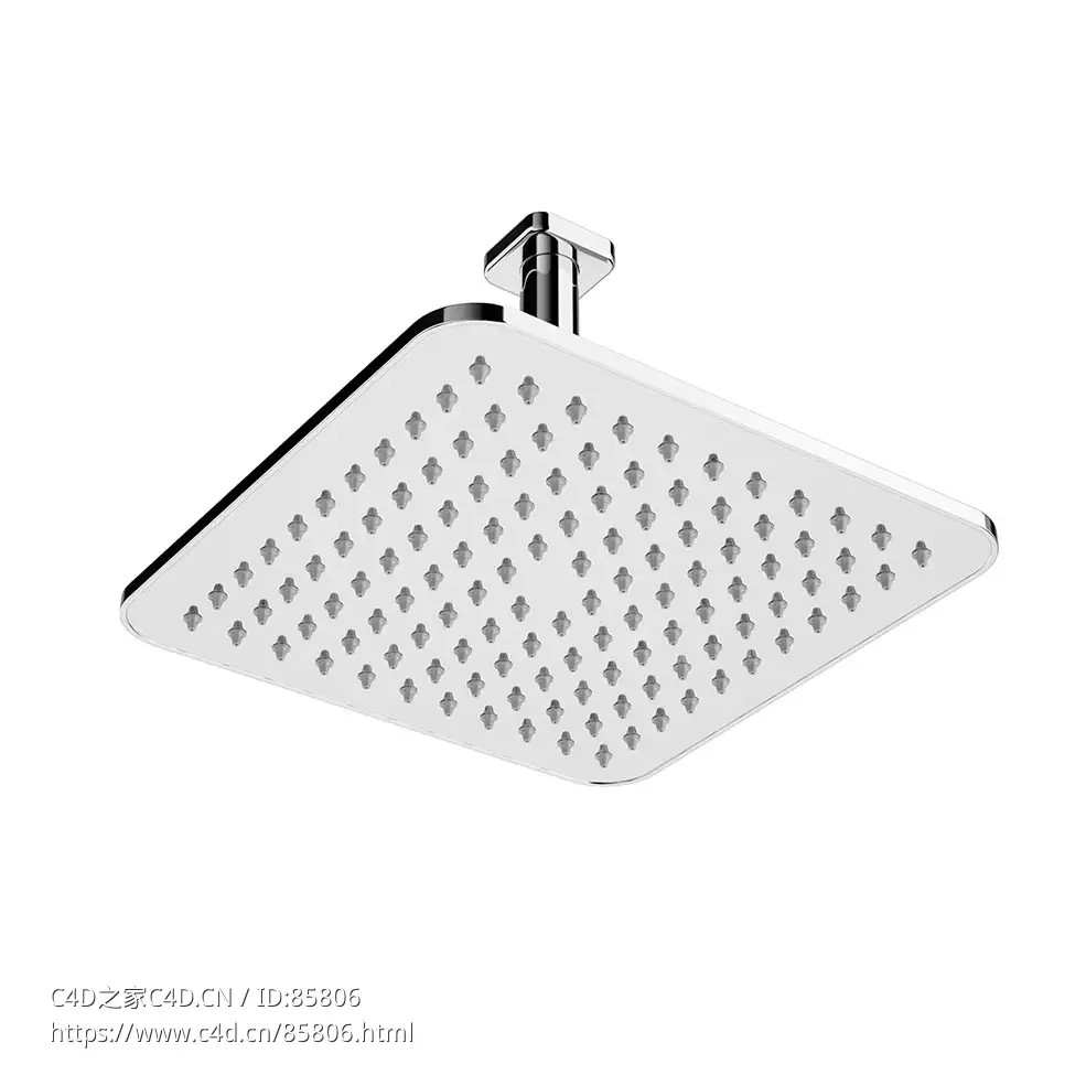 劳芬202/242毫米方形嵌入式花洒3D模型素材下载Ceiling Square Rain Shower Head 202 a