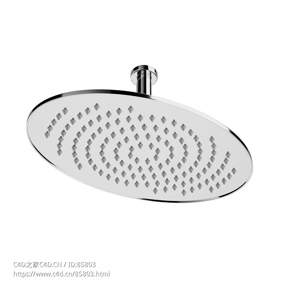 劳芬222x346毫米椭圆形嵌入式花洒3D模型素材下载Ceiling Oval Rain Shower Head 222 x