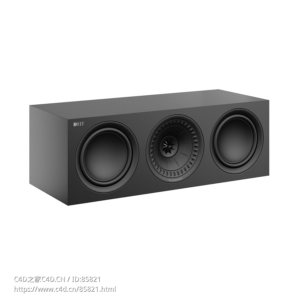 KEF Q250c黑色中置音箱3D模型素材下载Centre Channel HiFi Speakers Q250c Black by K