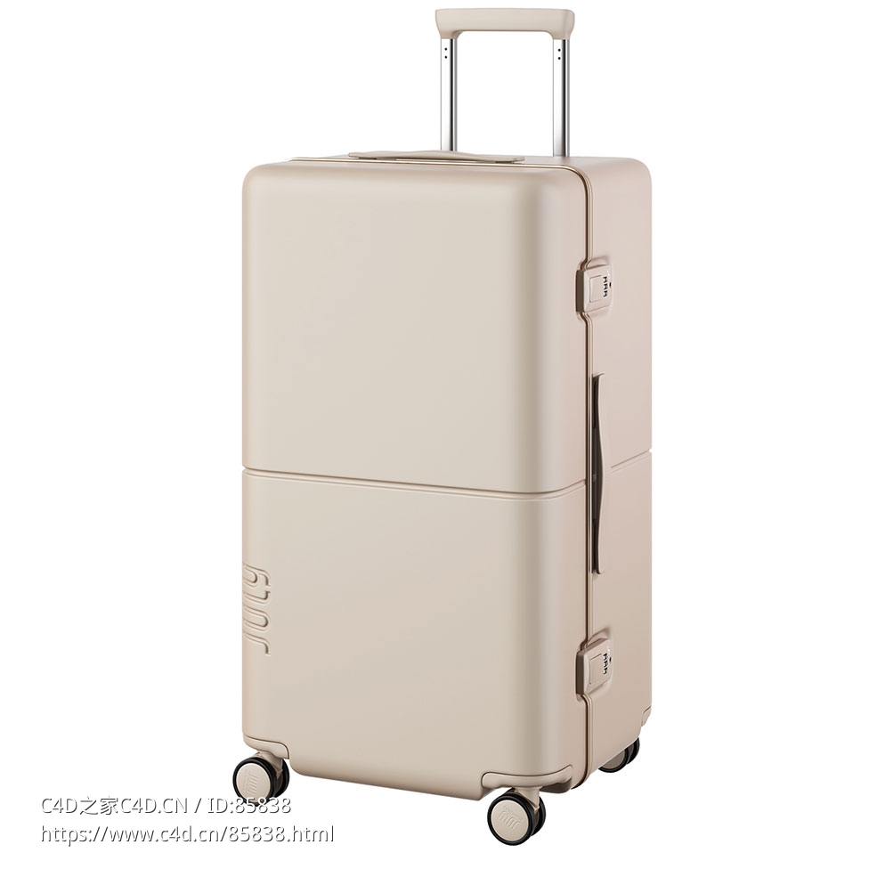 七月格纹旅行箱3D模型素材下载Checked Trunk Luggage by July