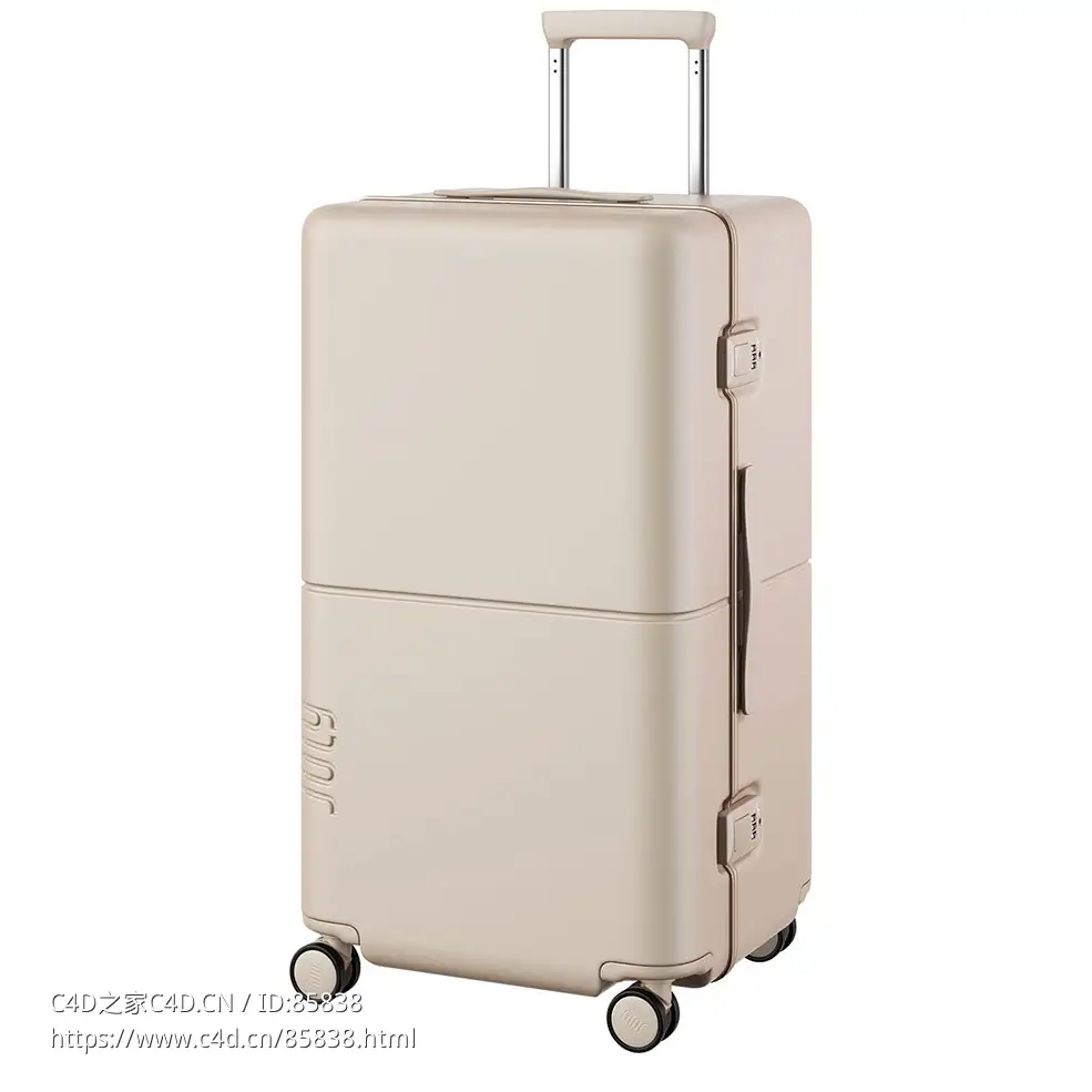 七月格纹旅行箱3D模型素材下载Checked Trunk Luggage by July