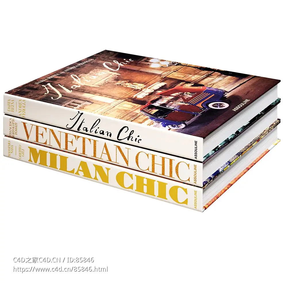雅致咖啡桌书籍系列3D模型素材下载Chic Coffee Table Books Collection by Assouline