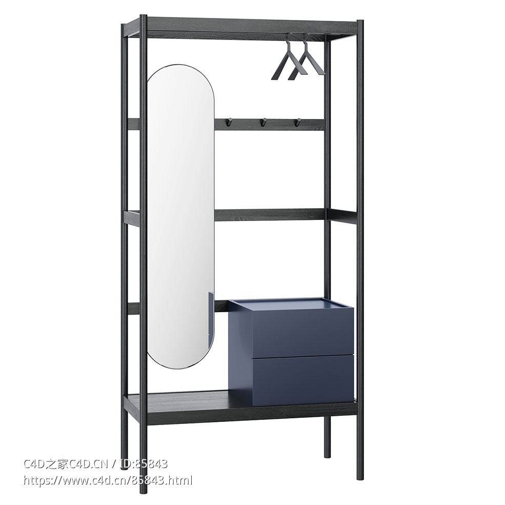 朔本布赫切斯特带镜门厅抽屉柜3D模型素材下载Chester Hallway Drawer Unit with Mirro - C4D之家 - 0669.jpg