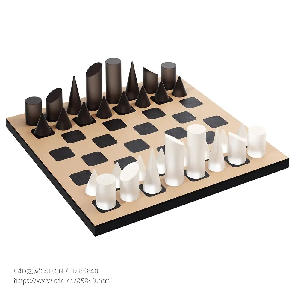 ADJ风格国际象棋套装3D模型素材下载Chess Board Game by ADJ Style