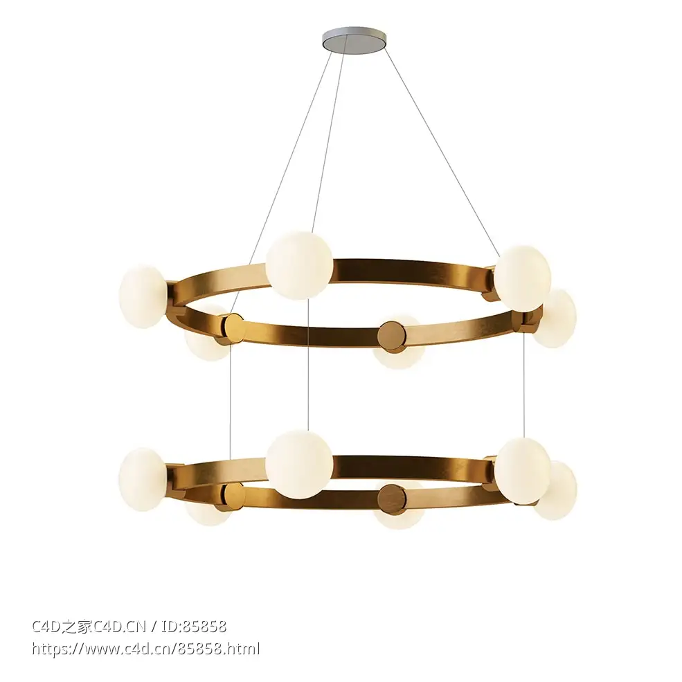 丰富明亮44-66枝吊灯3D模型素材下载Cinema 44 66 Chandelier by Rich Brilliant Willi