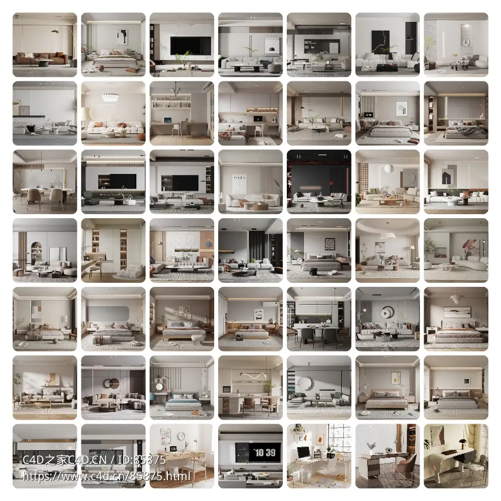 百套高质量家装设计效果图场景 现代轻奢简约C4D工程文件 - C4D之家 - photo-collage.jpg