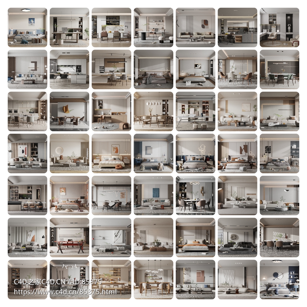 百套高质量家装设计效果图场景 现代轻奢简约C4D工程文件 - C4D之家 - photo-collage(1).jpg