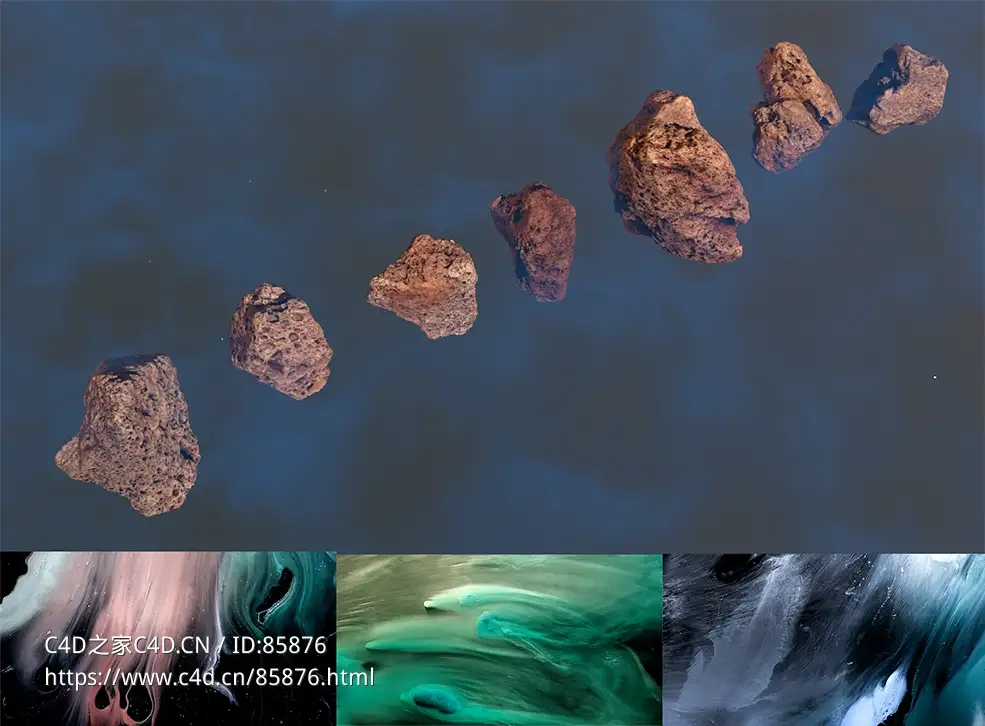 太空梦幻星云背景+行星陨石3D模型素材包C4D/Blender/FBX格式6K Space Textures + 3D Asteroid Models
