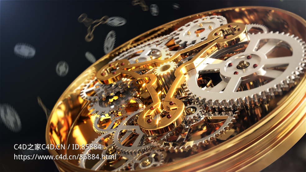【超写实】高精度奢华机械表内部齿轮机芯C4D工程文件含材质贴图渲染精品3D模型