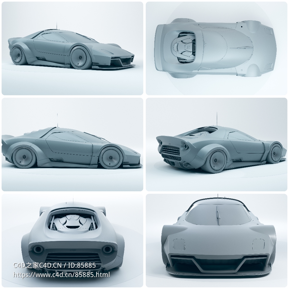 未来概念超跑道奇Stratus跑车3D模型Cinema4D/3DMAX/Maya/FBX/C4D电影级写实汽车模型