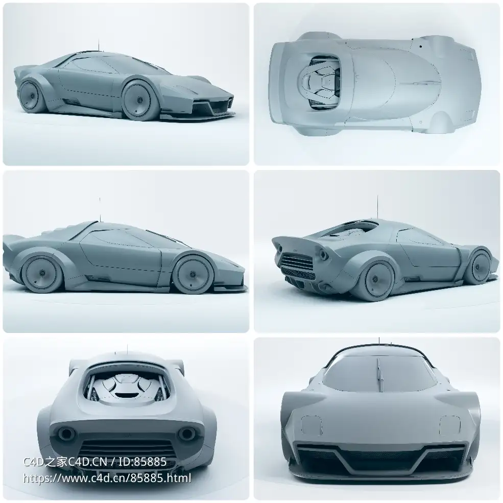 未来概念超跑道奇Stratus跑车3D模型Cinema4D/3DMAX/Maya/FBX/C4D电影级写实汽车模型
