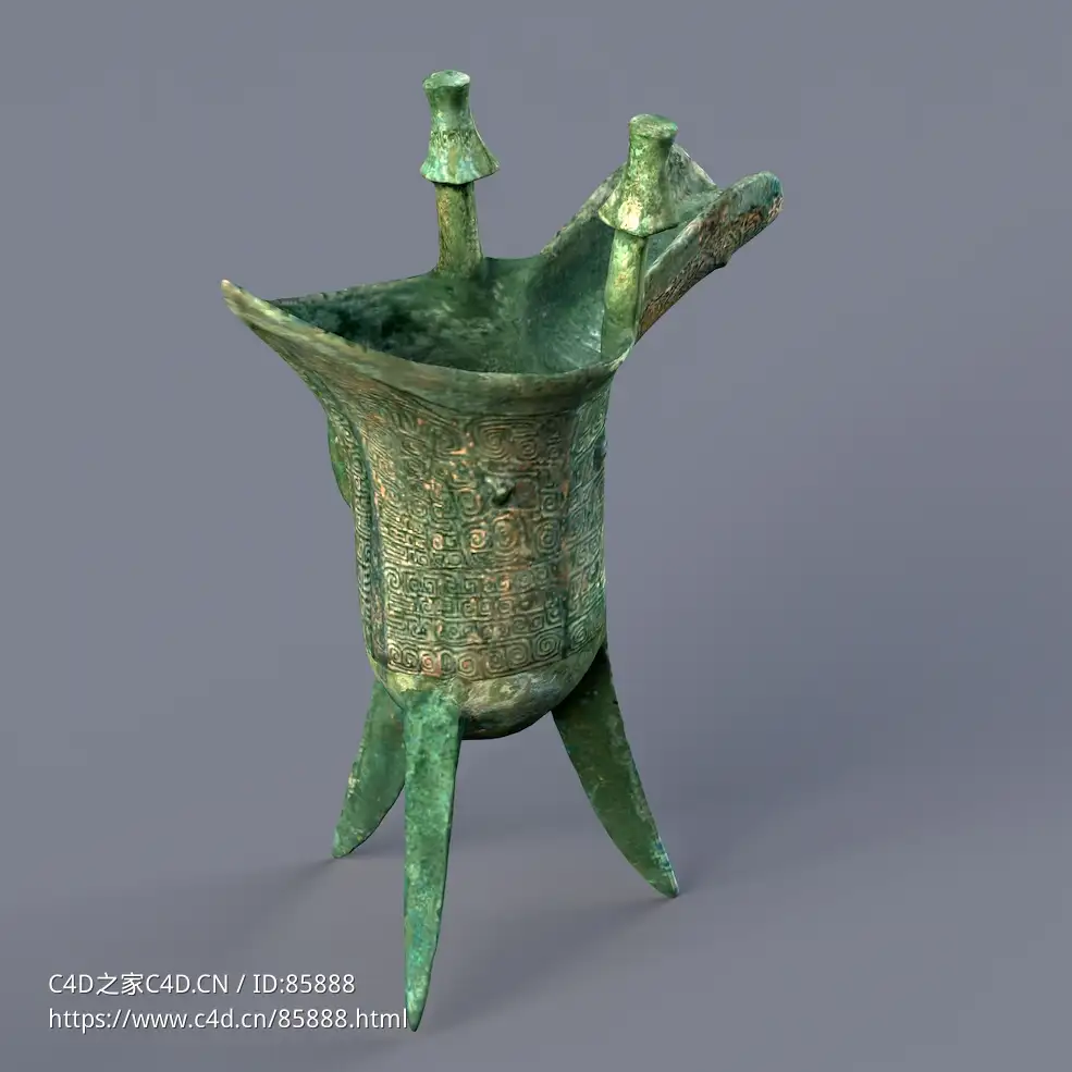 中国古代商周时期青铜爵礼器酒器高精度写实3D模型