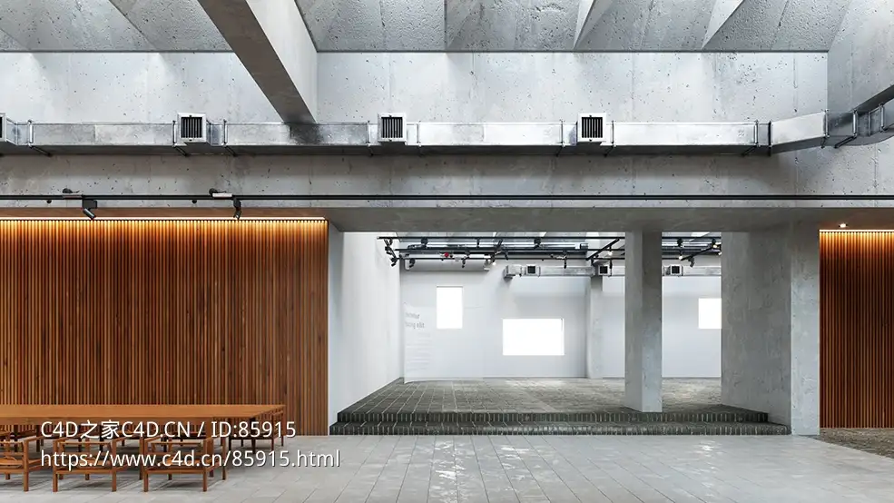 【C4D模型】现代简约艺术展厅室内设计场景 高品质展览馆空间效果图展厅Vray写实渲染模型