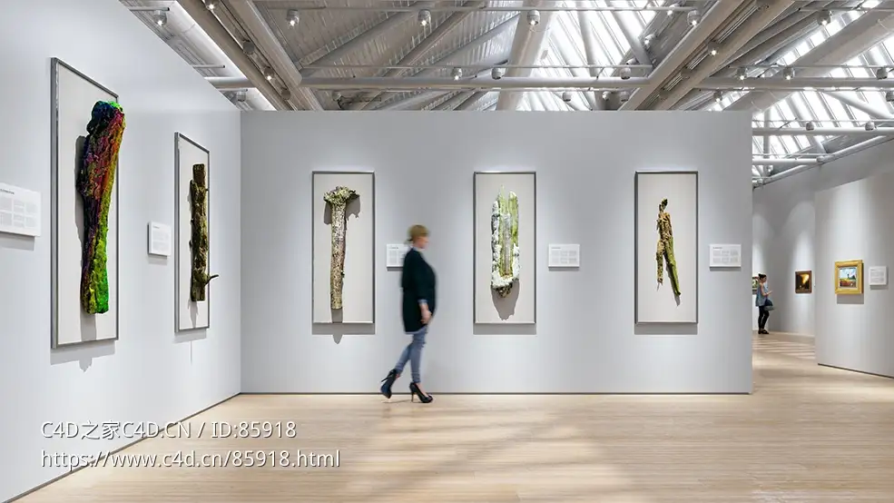 现代艺术展厅C4D模型下载，包含雕塑与画作，使用V-Ray渲染，适合艺术展示与空间设计 - C4D之家 - AI66_007_cam1_C4D.jpg