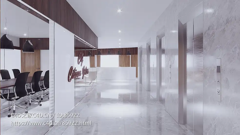 现代办公场所会议室室内场景C4D模型，采用Vray渲染器，含贴图材质，设计简约大方适合各类展示