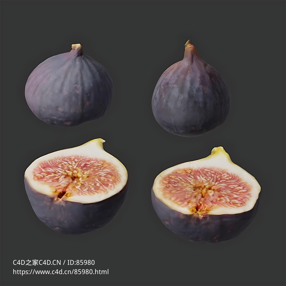 高清写实无花果FruitFigs水果C4D模型，Octane渲染含贴图材质免费下载