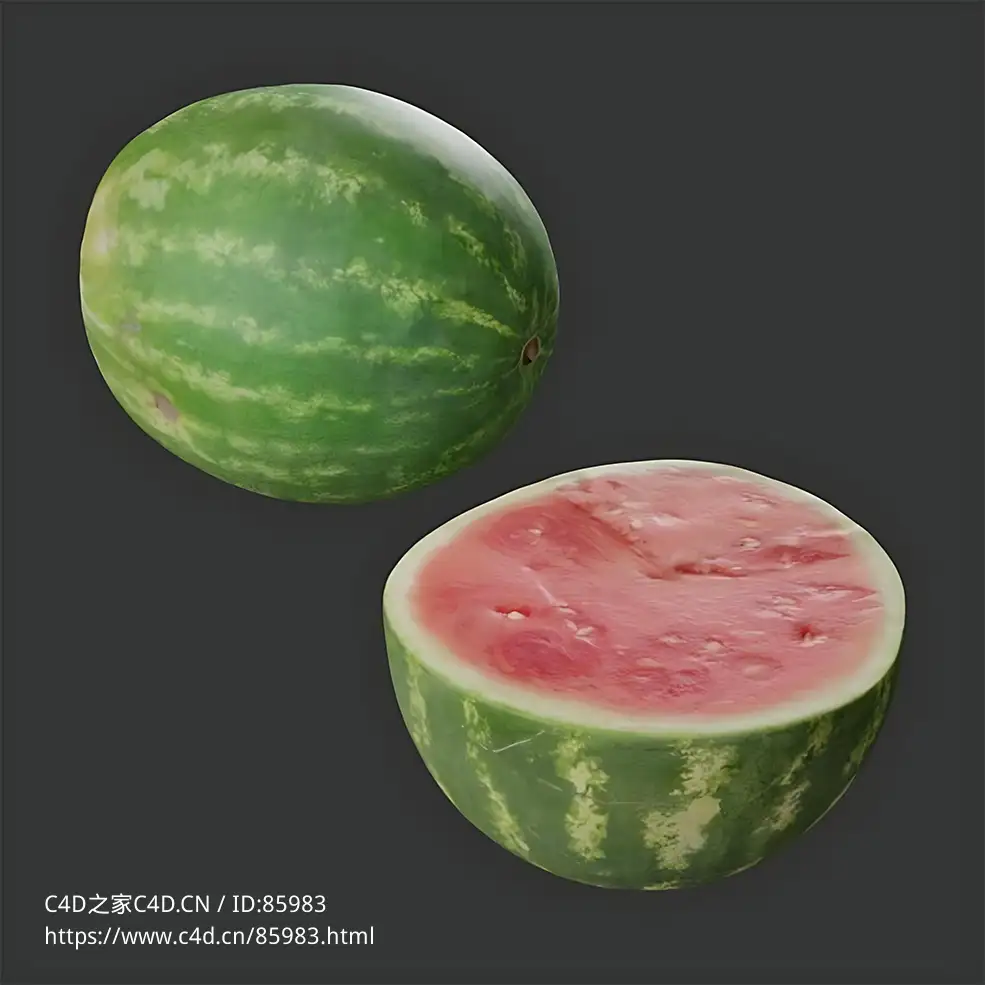高精度真实水果西瓜C4D OCTANE模型 含完整切面细节材质贴图FruitWatermelon