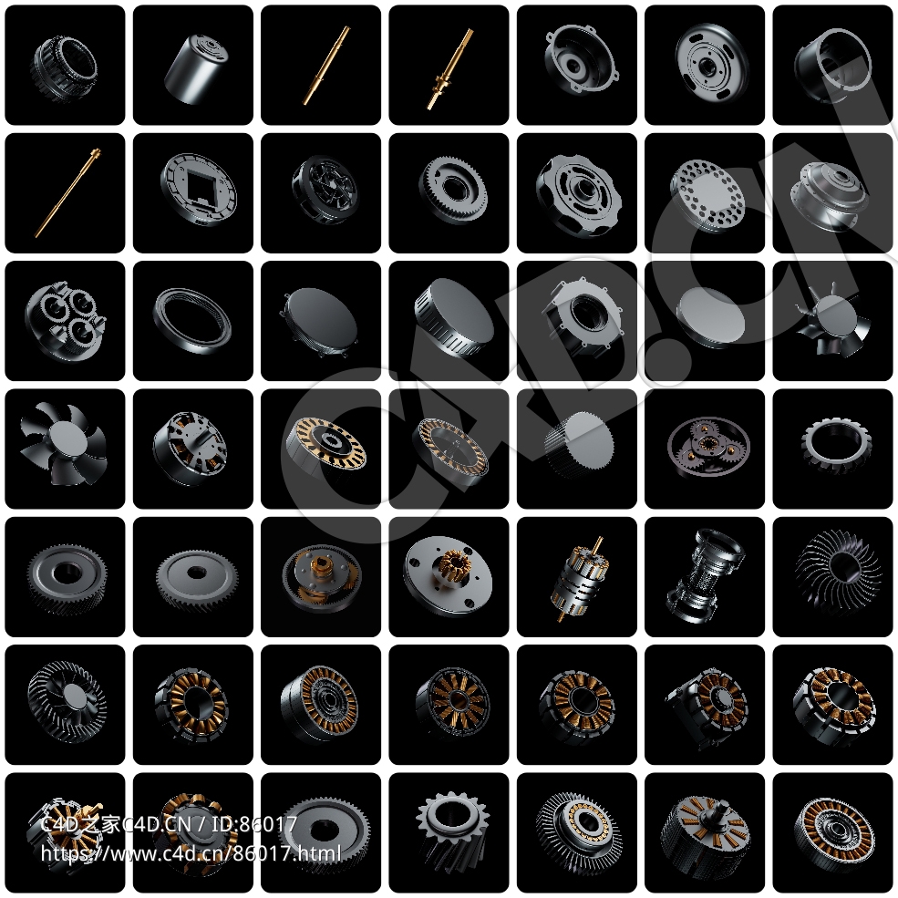 未来科技风电机零件模型集合 | 49个马达组件+25个光效+8个成品C4D预设包 - C4D之家 - photo-collage(1).jpg