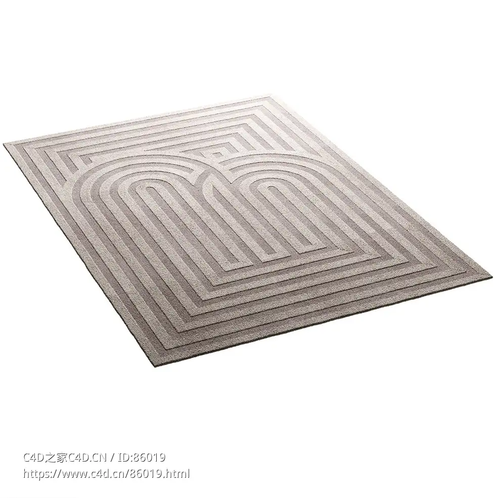 Feyyn经典米色长方形地毯3D模型素材下载Classic Beige Rectangular Rug by Feyyn