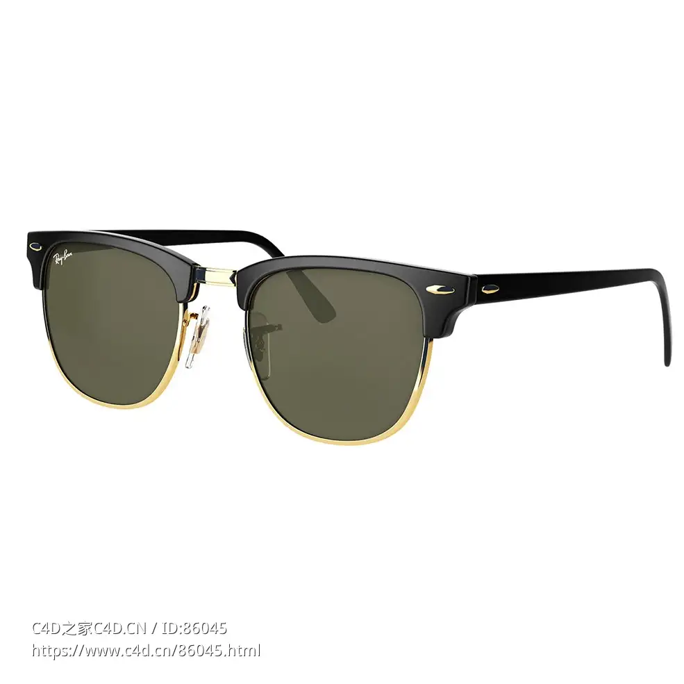 雷朋经典Clubmaster太阳镜3D模型素材下载Clubmaster Classic Sunglasses by RayBan