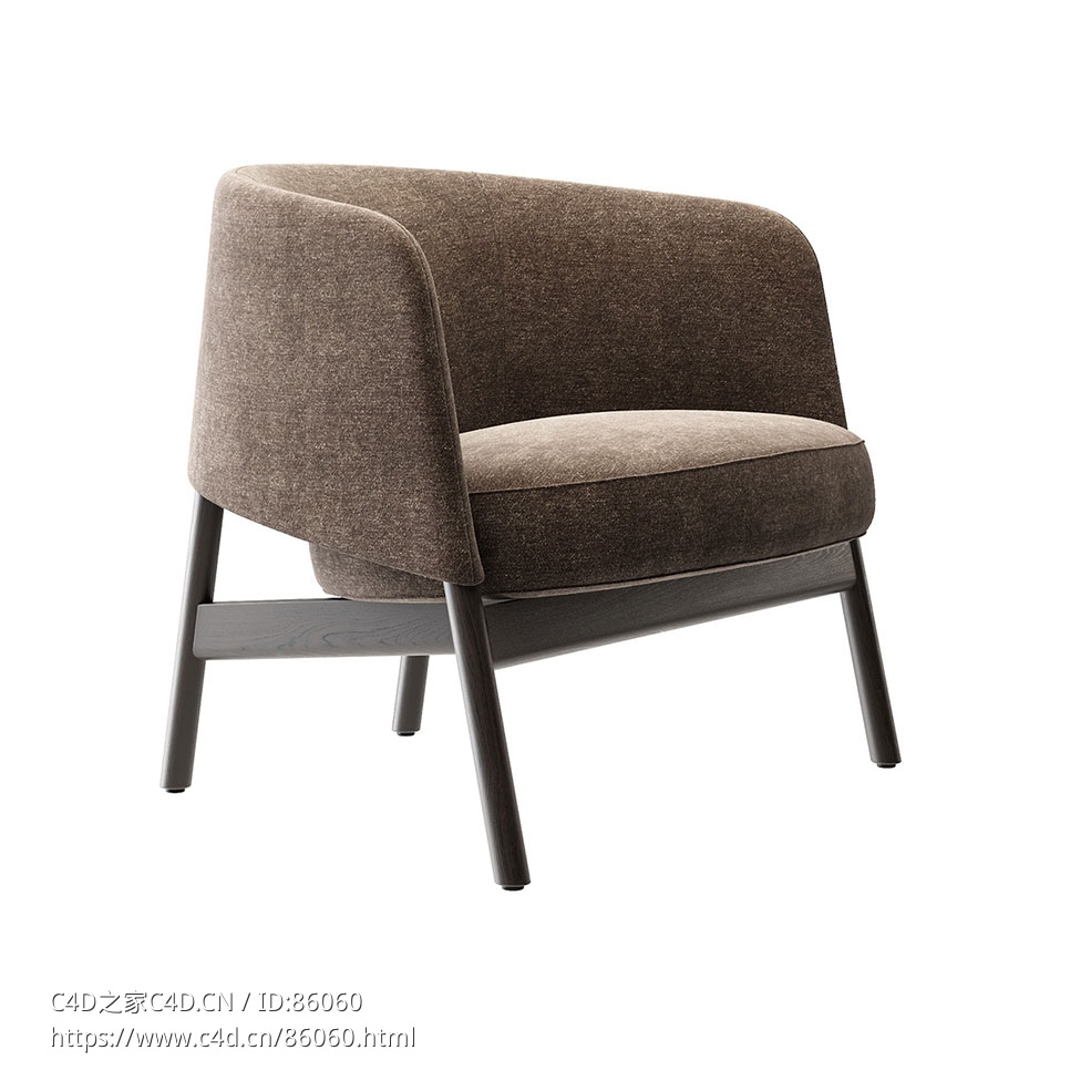 Bensen领口系列木制休闲椅3D模型素材下载Collar Lounge Chair Wood by Bensen